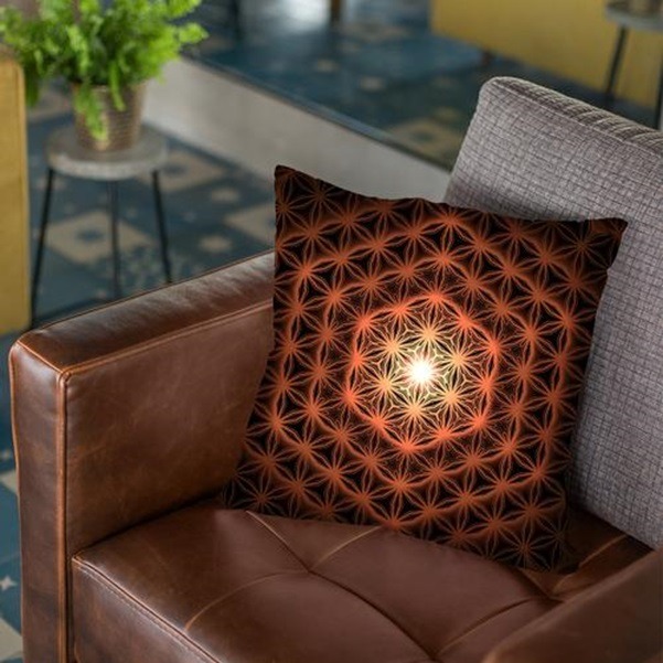 Flower of Life Pattern – Orange Throw Pillow