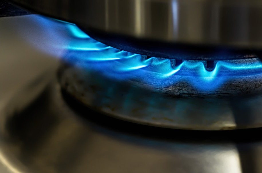 Blue flame in a stove