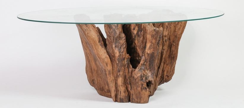 Unique style of a glass tabletop. 