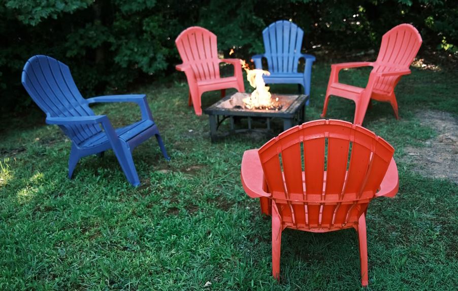 a backyard fire pit spot