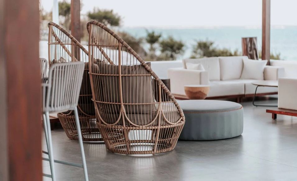 wicker furniture on the terrace