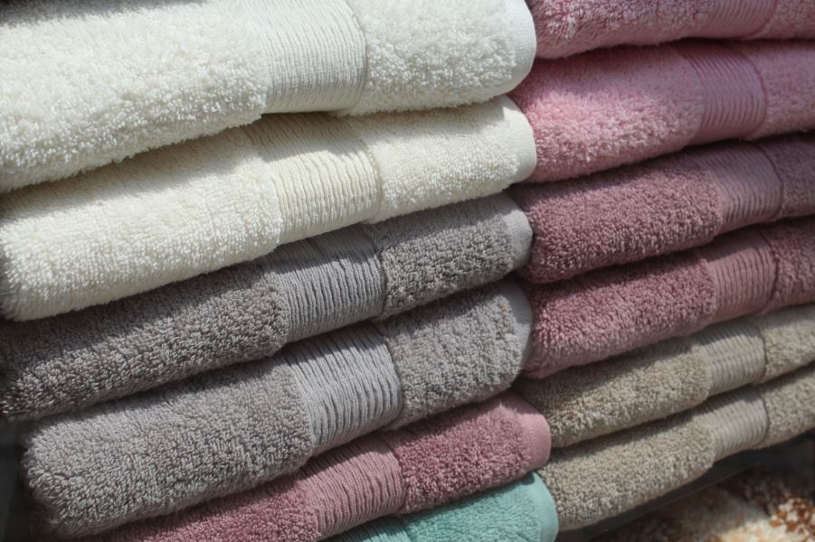 Piles of folded towels