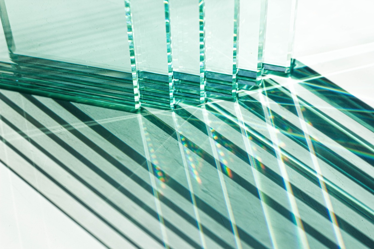 glass sheets reflecting light