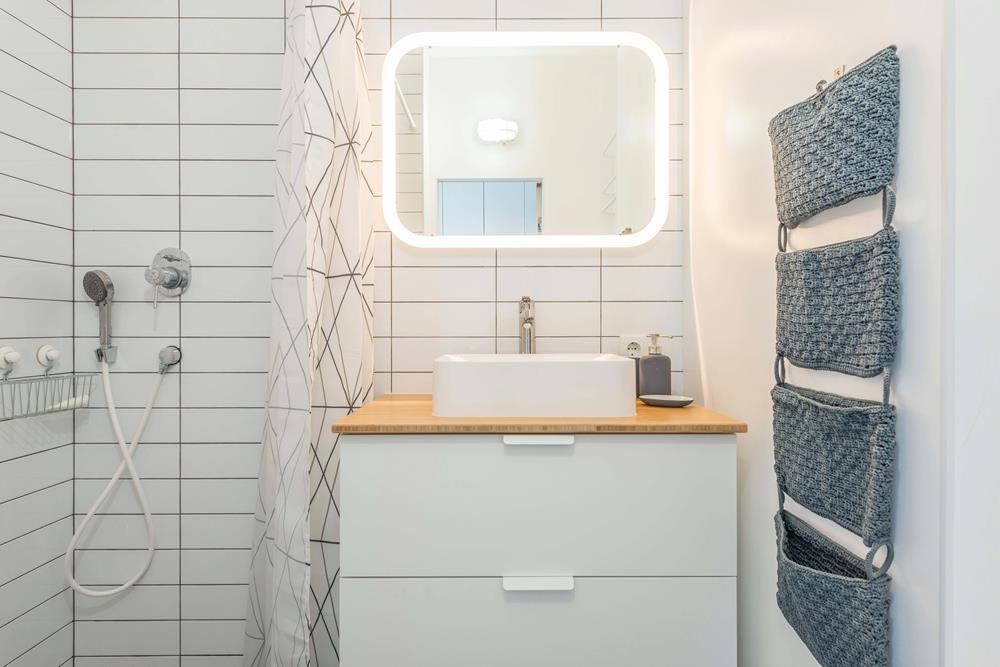 Small bathroom mirror with lights