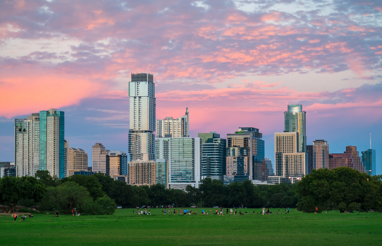 Zilker Park sunset in Austin Texas