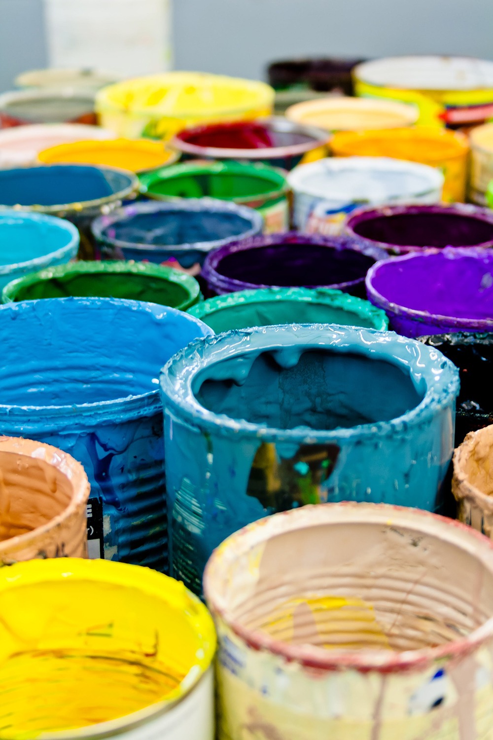 A variety of paint cans