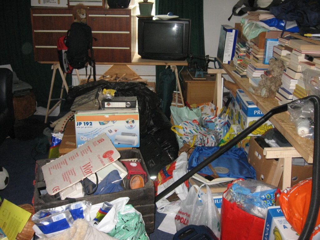 a room full of clutter