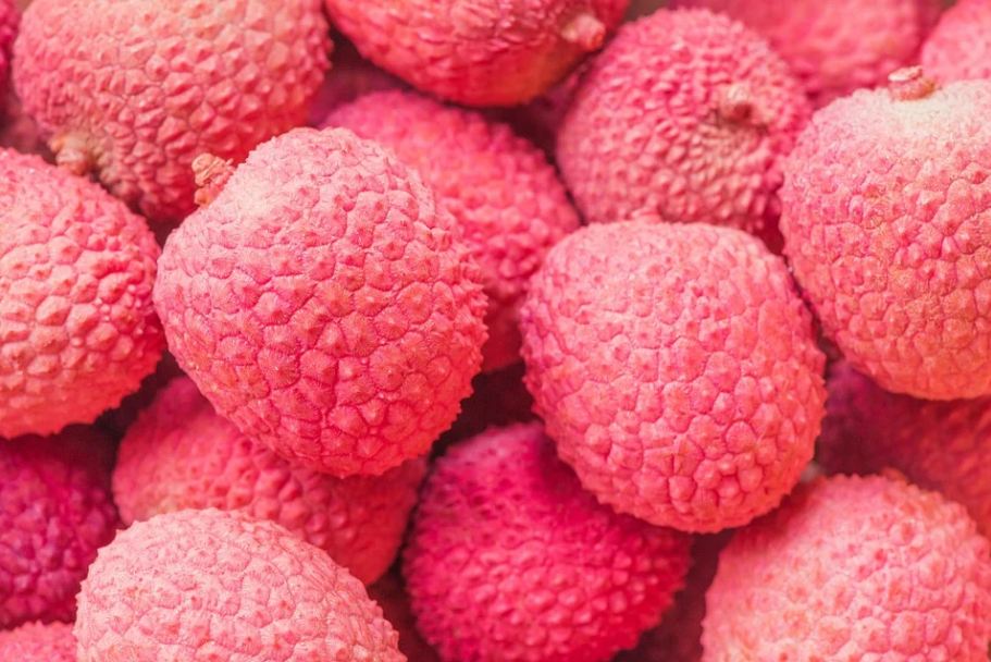 pink lychees fruits