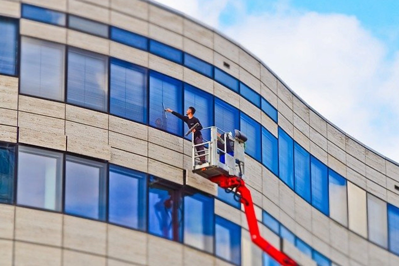 cleaning building windows