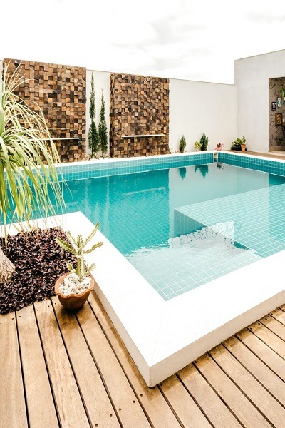 pool with composite decking sides