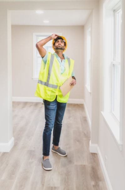 a man inspecting a house