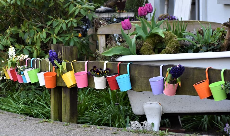 colorful pots for the yard