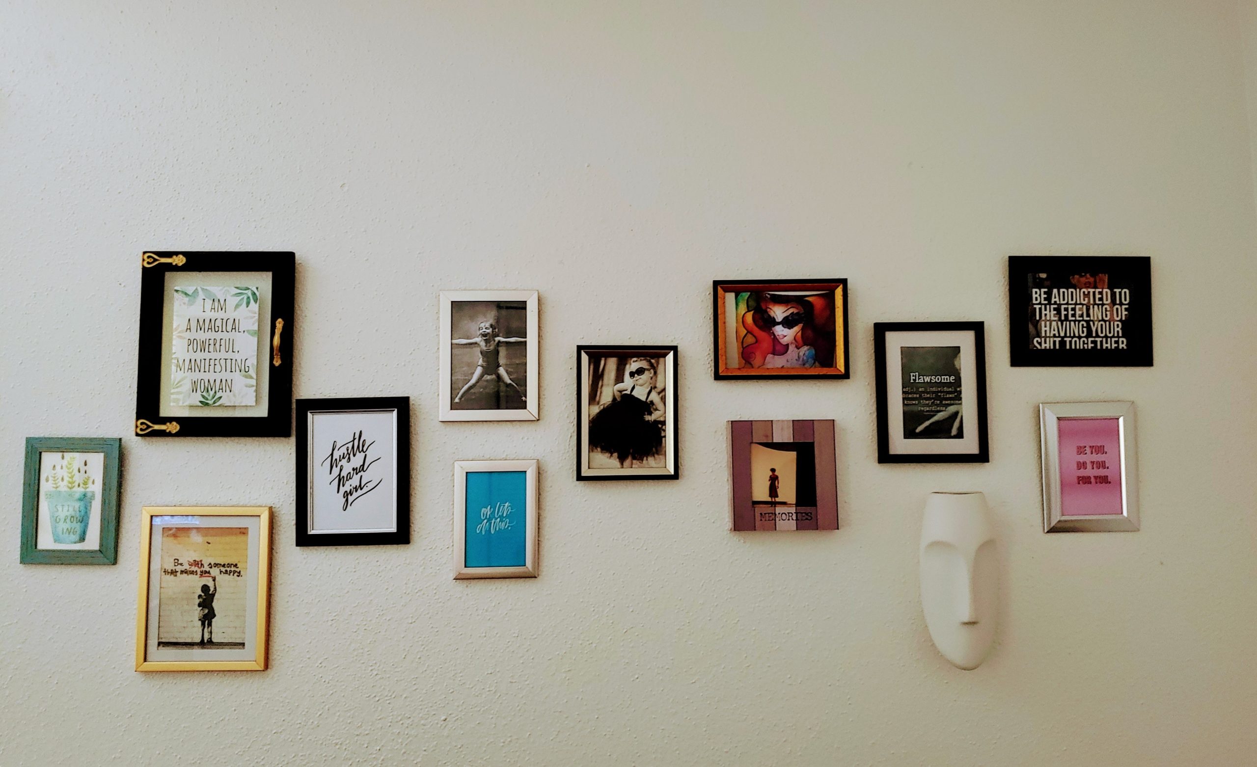 a gallery wall with small frames