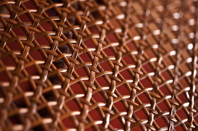 a close up of a wicker furniture weave